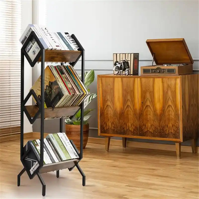 3 Tier Vinyl Record Storage Rack - 14.2D x 16.1W x 50H