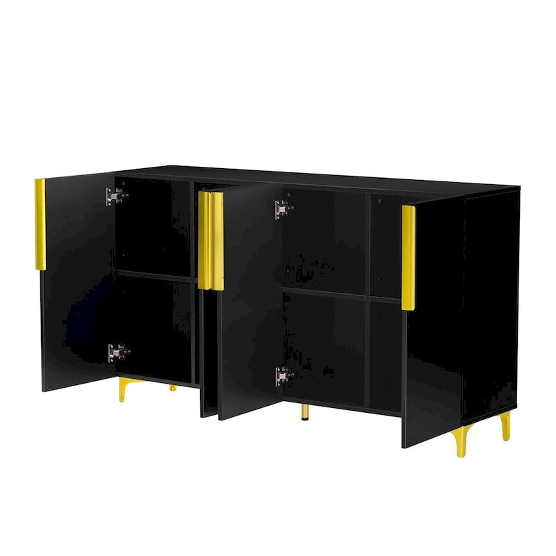 Modern Glossy Finish Light Luxury Storage Cabinet and Adjustable Shelves