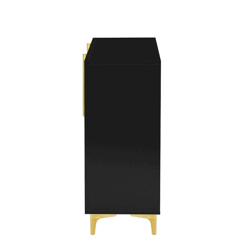 Modern Glossy Finish Light Luxury Storage Cabinet and Adjustable Shelves